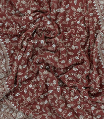 Dusty Peach Woven Synthetic Blended Saree With Embroidered Motifs-EN2045