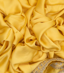 Yellow Woven Banarasi Satin Saree With Embroidery