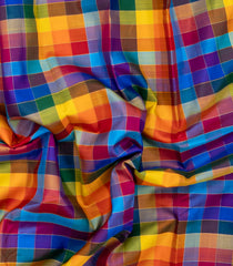 Multicolour Handloom Kanchipuram Silk Saree With Off White Border-KA16613