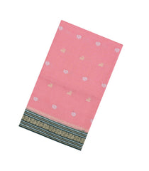 Light Peach Woven Blended Viscose With Zari Checks & Buttas-BL5555
