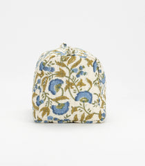 Off White Cotton Bagru Printed Toiletry Bag With Zipper-ACS1082