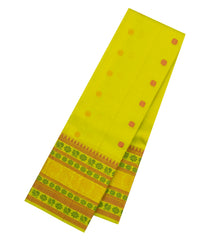 Neon Green Handloom Soft Silk Saree With Floral Motifs-SO4731
