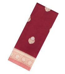 Crimson Woven Banarasi Poona Silk Saree With Buttas & Contrast Border-BP1044