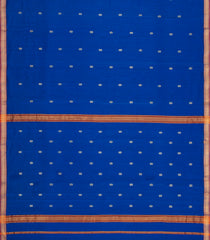 Blue Handloom Maheswari Silk Cotton Saree With Floral Buttas-SC4927