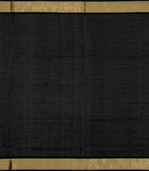 Black Handloom Silk Cotton Saree With Checks & Buttas-SC4235