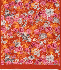 Red Woven Crepe Silk Saree With Printed Floral Motifs-PS0517