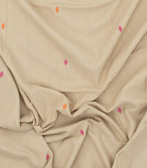 Taupe Handloom Bengal Cotton Saree With Meena Buttas-BG1555