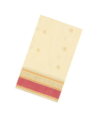 Cream Handloom Silk Cotton Saree With Zari Buttas & Contrast Border-SC4818