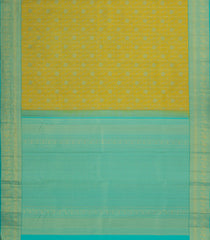 Olive Green Handloom Kanchipuram Silk Saree With Meena Floral Motifs-KA14756