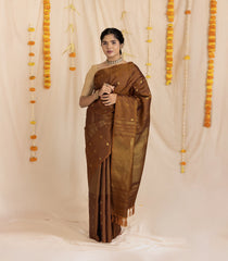 Oil Mustard Handloom Soft Silk Saree With Temple & Buttas in Border-KA13980