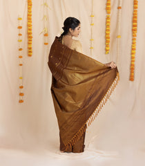 Oil Mustard Handloom Soft Silk Saree With Temple & Buttas in Border-KA13980