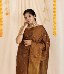 Oil Mustard Handloom Soft Silk Saree With Temple & Buttas in Border-KA13980