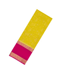 Lime Green Woven Blended Viscose Saree With Floral Zari Motifs-BL6090
