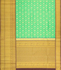Light Green Handloom Korvai Kanchipuram Silk Saree With Contrast Border-KA15677