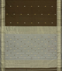 Dark Olive Handloom Maheswari Silk Cotton Saree With Buttas-SC4150