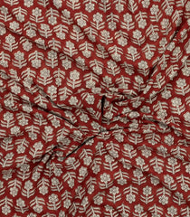 Crimson Printed Jaipur Cotton Saree With Floral Motifs-JC1870