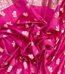 Hot Pink Woven Dupion Silk Saree With Floral Buttas-DS0509