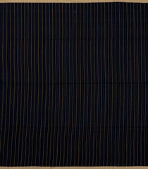 Black Handloom Bengal Cotton Saree With Dotted Stripes-BG1706