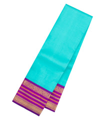 Turquoise Handloom Korvai Kanchipuram Silk Saree With Contrast Border-KA16427