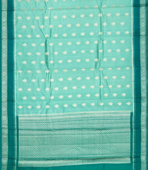Aquamarine Woven Dupion Silk Saree With Floral Motifs & Contrast Border-DS0538