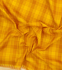 Yellow Handloom Korvai Kanchipuram Silk Saree With Checks-KA13708