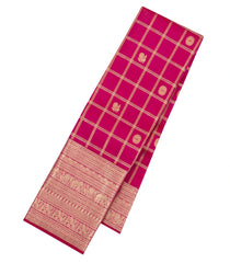 Pink Handloom Kanchipuram Silk Saree With Zari Checks & Buttas-KA16333