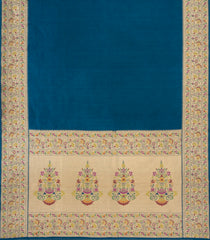 Indigo Woven Art Dupion Saree With Meena Floral Border-BL5963