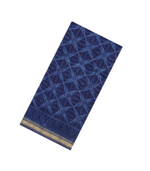 Indigo Printed Chanderi Cotton Saree With Abstract Motifs-CC1779