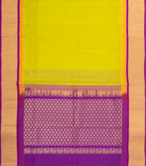 Neon Green Handloom Korvai Silk Cotton Saree With Contrast Border-SC4518