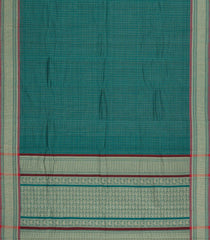 Sea Green Handloom Kanchi Cotton Saree With Checks-KC1788