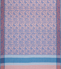 Light Peach Handloom Bengal Cotton Saree With Bird Motifs-BG1636