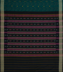 Teal Woven Orissa Cotton Saree With Buttas & Stripes-OR0881