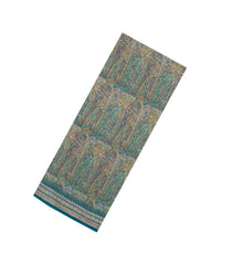 Teal Printed Chanderi Cotton Saree With Floral Motifs-CC1715