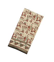 Taupe Printed Jaipur Cotton Saree With Elephant Motifs-JC1545