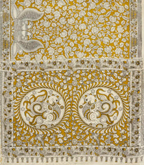 Mustard Printed Kalamkari Cotton Saree -KAL1234
