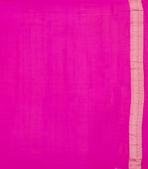 Hot Pink Woven Mysore Silk Saree With Floral Vine Motifs-MS3442