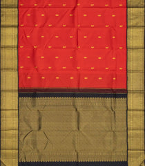 Red Handloom Korvai Kanchipuram Silk Saree With Buttas & Contrast Border-KA12903