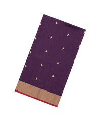 Dark Burgundy Handloom Maheswari Silk Cotton Saree With Triangle Buttas-SC4924