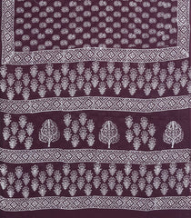 Burgundy Printed Jaipur Cotton Saree With Floral Motifs-JC1817