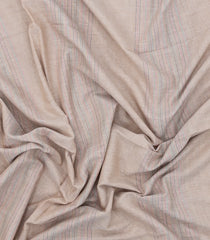 Taupe Handwoven Bengal Cotton Saree With Stripes-BG1495