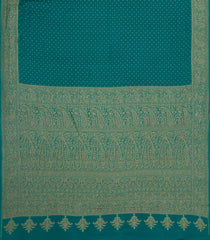 Sea Green Handloom Banarasi Khaddi Georgette Silk Saree With Floral Motifs-BE1790