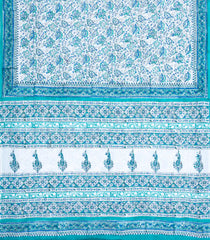 White Printed Jaipur Cotton Saree With Floral Motifs-JC1486