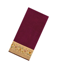Maroon Woven Art Dupion Saree With Meena Floral Border-BL5930