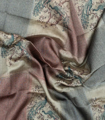 Grey Woven Synthetic Dola Silk Saree With Woven & Printed Floral Motifs