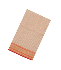 Taupe Handloom Silk Cotton Saree With Checks & Dots-SC4081