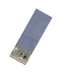 Grey Pritned Dupion Saree With Zari Checks & Border -BL4997