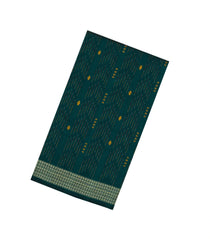 Teal Woven Orissa Cotton Saree With Buttas & Stripes-OR0881