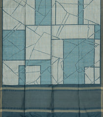Steel Blue Printed Synthetic Tussar Saree With Zari Buttas-BL5362