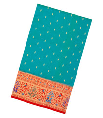 Aquamarine Handloom Paithani Silk Saree With Meena Border & Pallu-PA1126