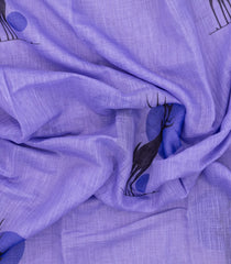Lavender Printed Synthetic Linen Saree With Zari border-BL5153